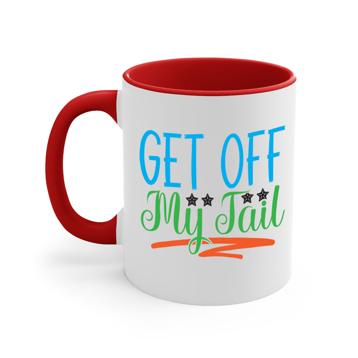 Get Off My Tail 179# Mermaid Mug featuring a glossy finish, colored handle, and interior, available in multiple colors.