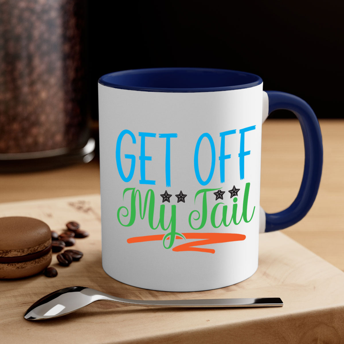 Get Off My Tail 179# Mermaid Mug featuring a glossy finish, colored handle, and interior, available in multiple colors.