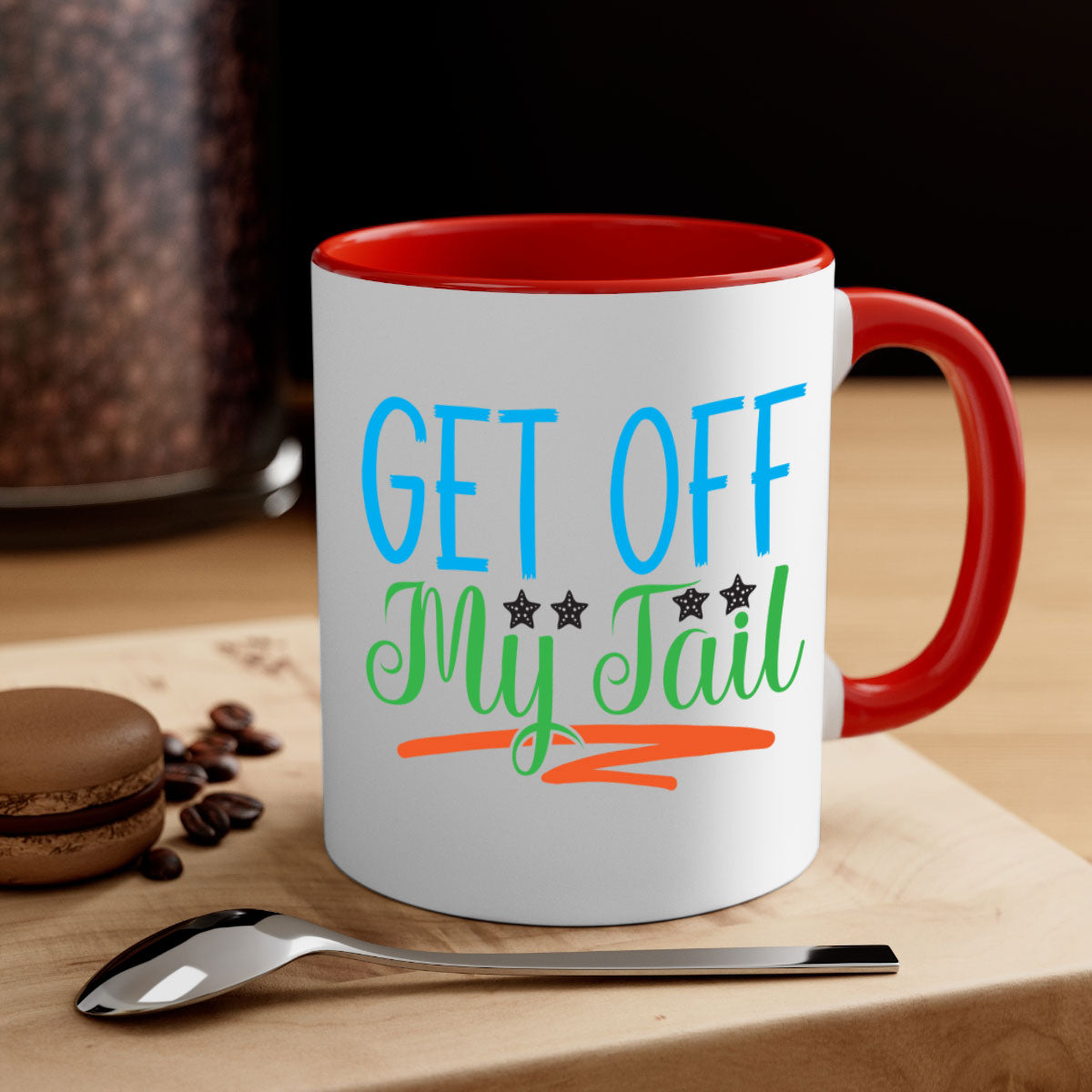 Get Off My Tail 179# Mermaid Mug featuring a glossy finish, colored handle, and interior, available in multiple colors.
