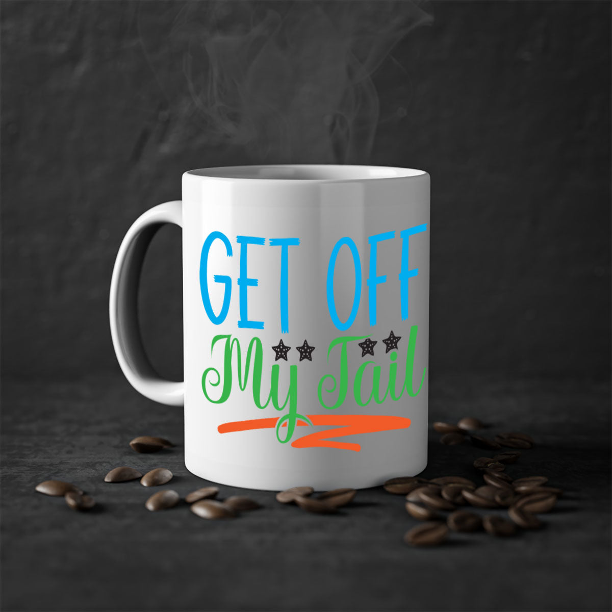 Get Off My Tail 179# Mermaid Mug featuring a glossy finish, colored handle, and interior, available in multiple colors.