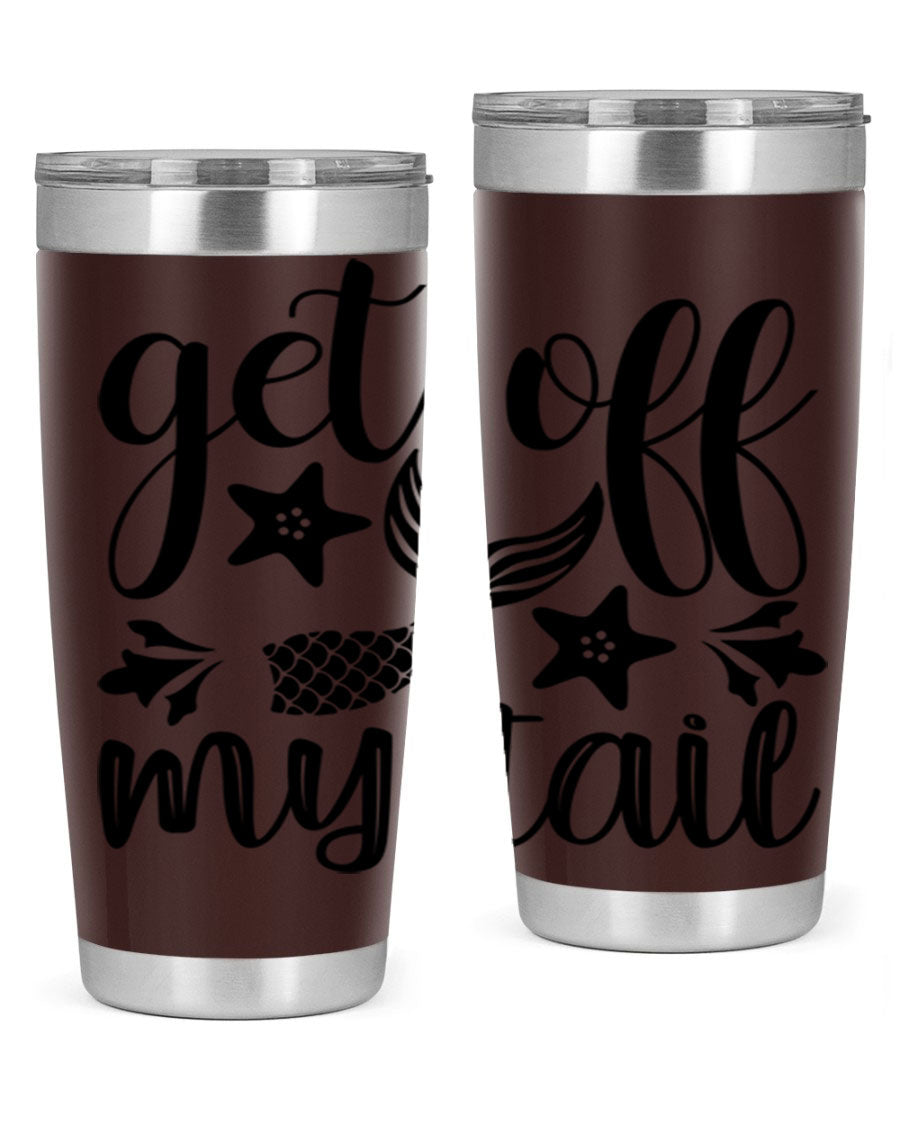 Get Off My Tail 180# Mermaid Tumbler showcasing its vibrant design and stainless steel construction.