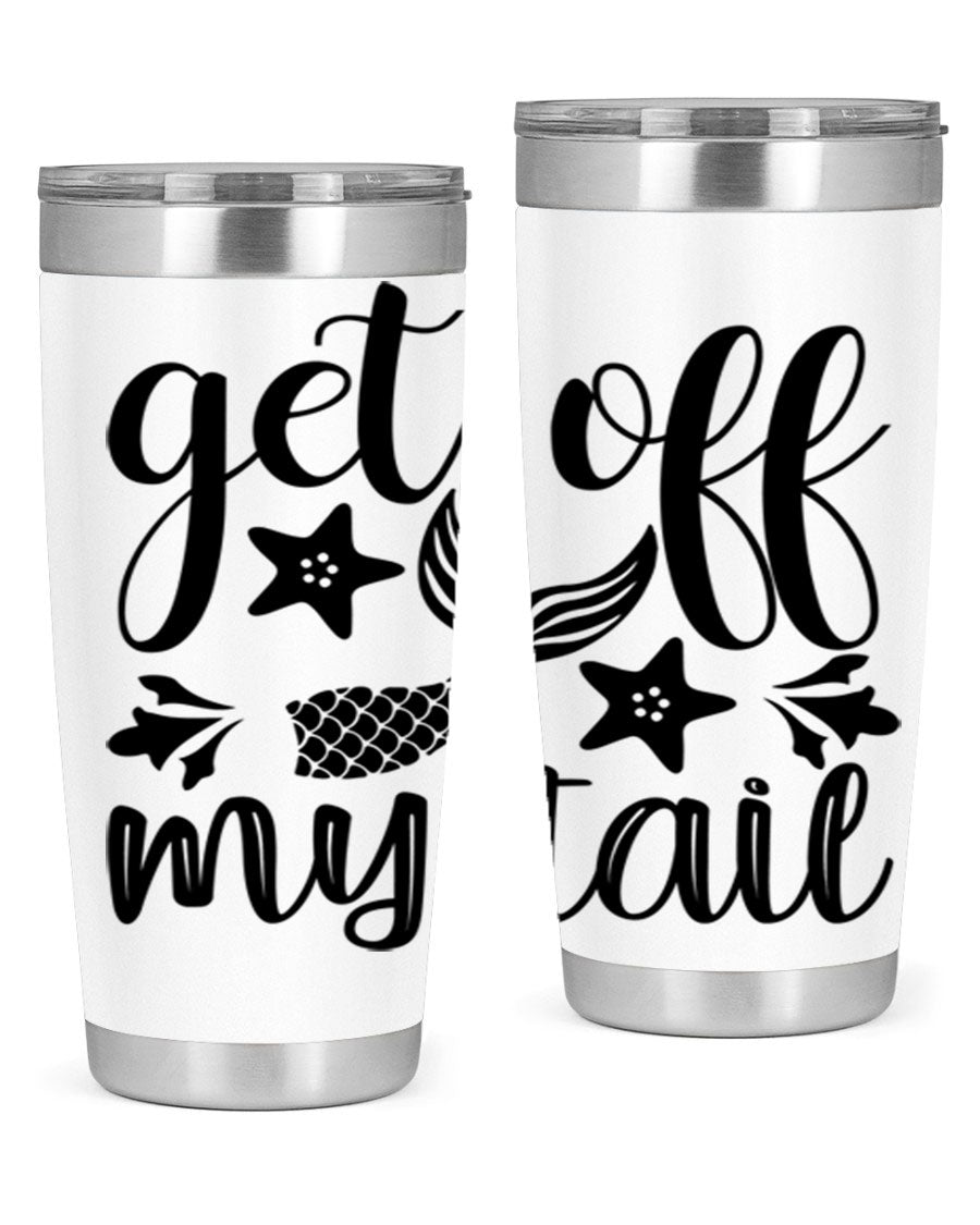 Get Off My Tail 180# Mermaid Tumbler showcasing its vibrant design and stainless steel construction.