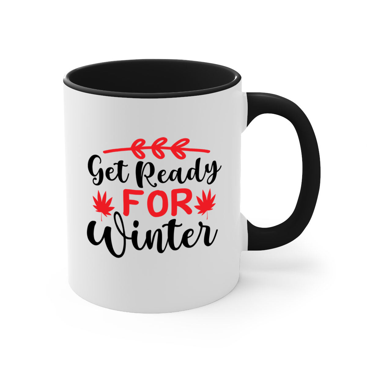 A stylish two-tone winter mug with a glossy finish, featuring a colored handle and interior, available in multiple colors.