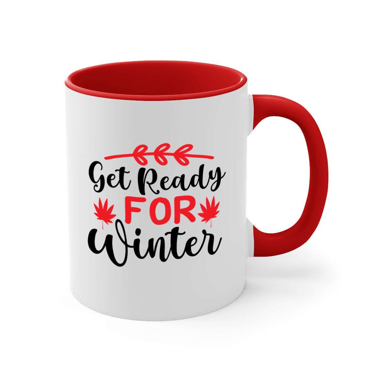 A stylish two-tone winter mug with a glossy finish, featuring a colored handle and interior, available in multiple colors.