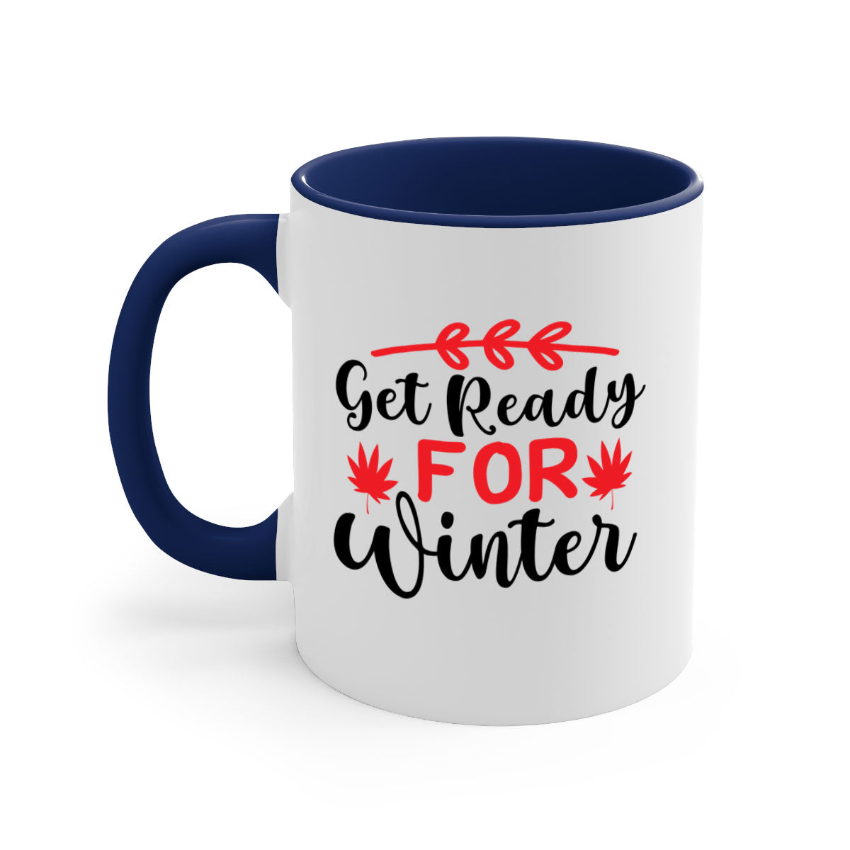 A stylish two-tone winter mug with a glossy finish, featuring a colored handle and interior, available in multiple colors.