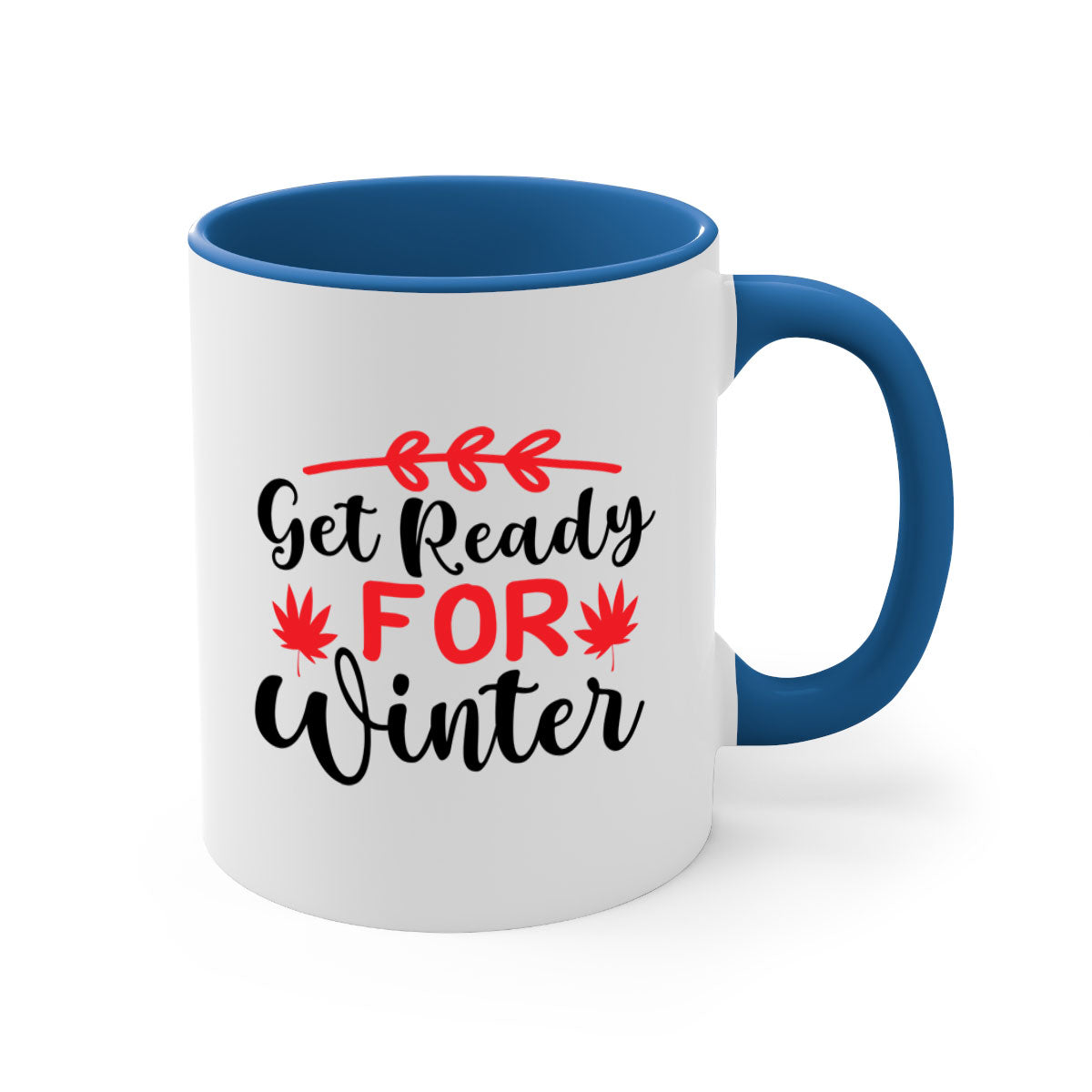 A stylish two-tone winter mug with a glossy finish, featuring a colored handle and interior, available in multiple colors.