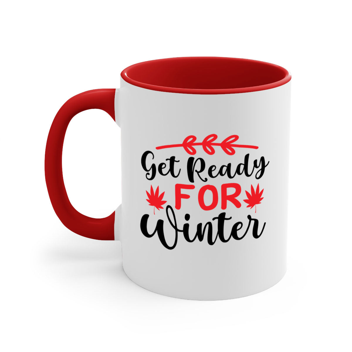 A stylish two-tone winter mug with a glossy finish, featuring a colored handle and interior, available in multiple colors.