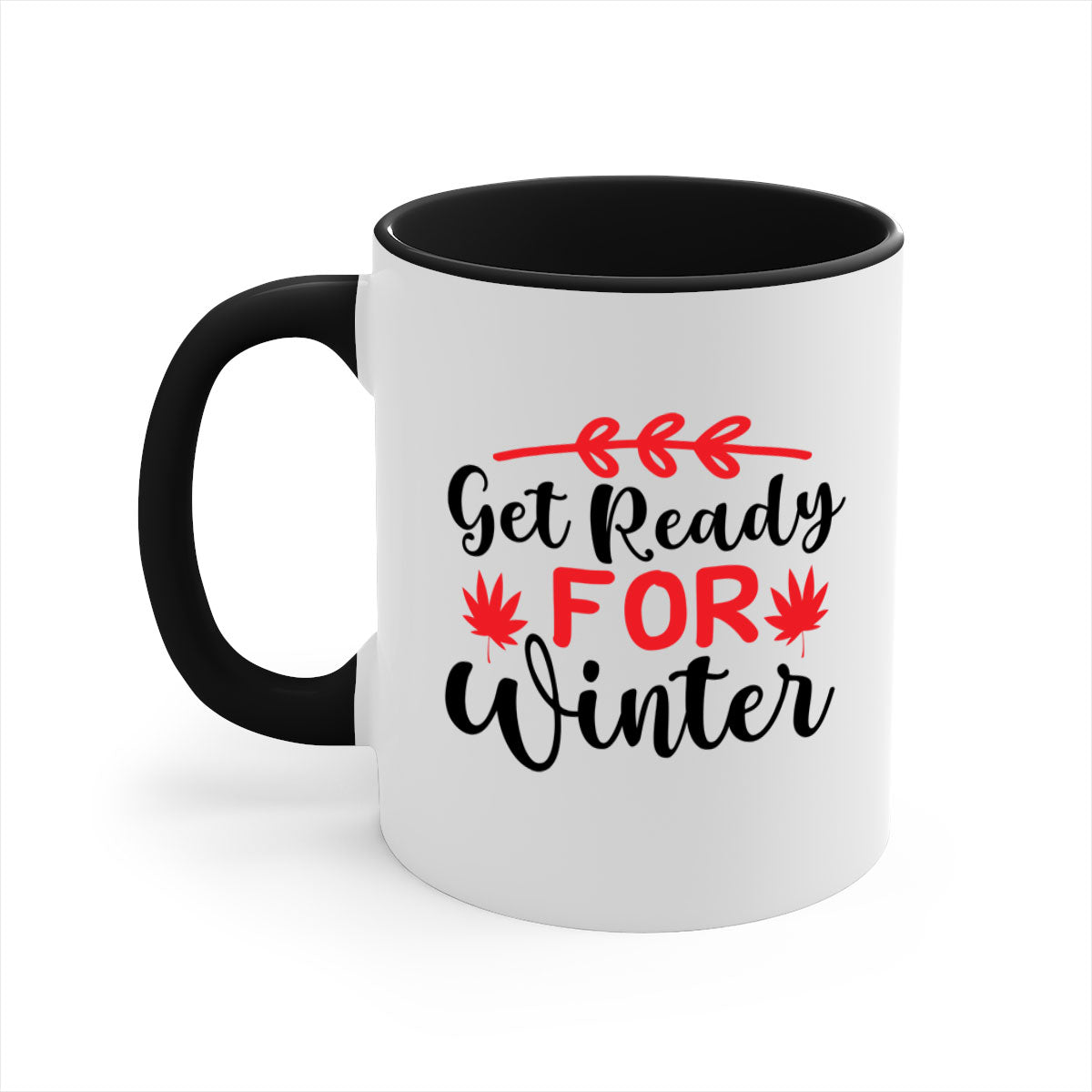 A stylish two-tone winter mug with a glossy finish, featuring a colored handle and interior, available in multiple colors.