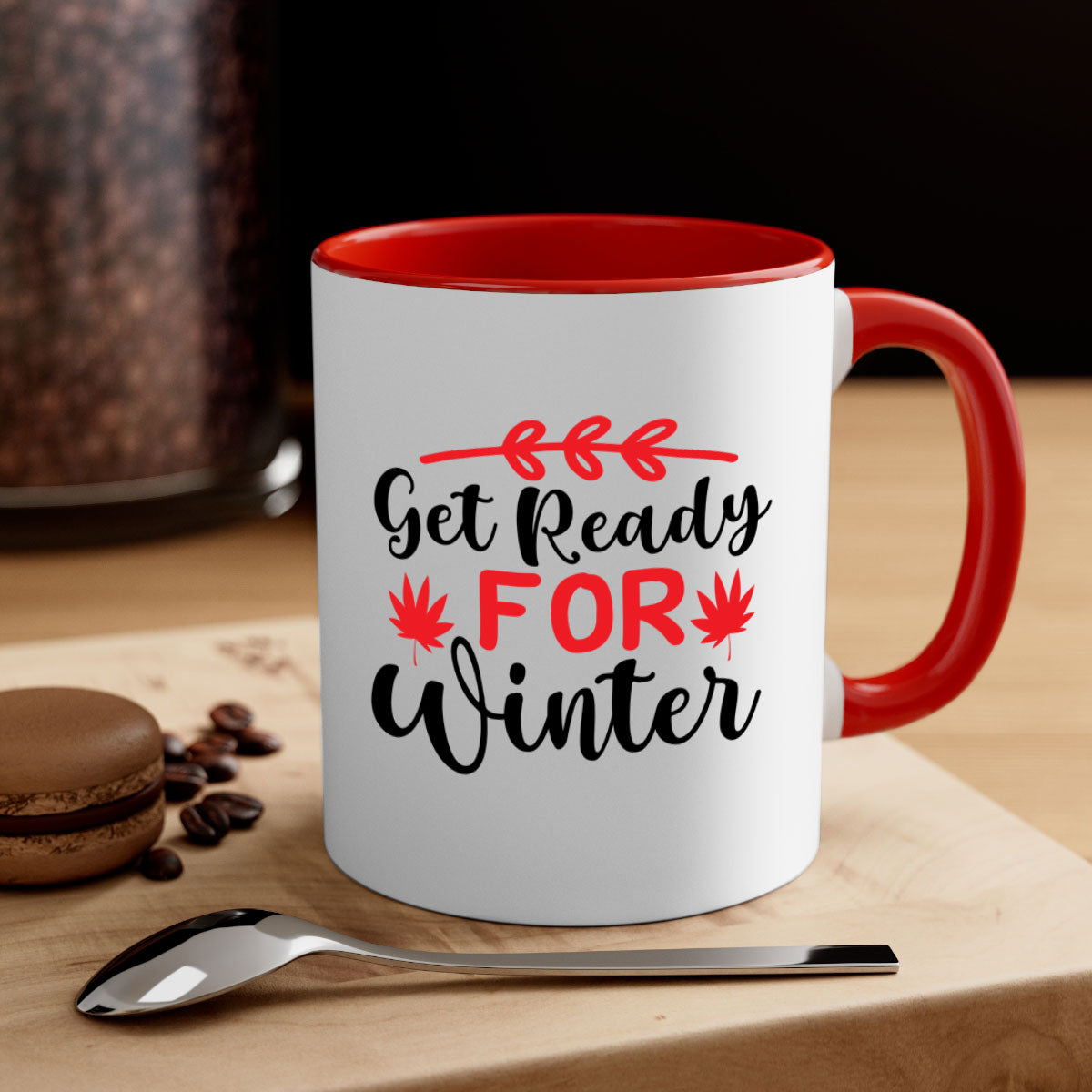 A stylish two-tone winter mug with a glossy finish, featuring a colored handle and interior, available in multiple colors.
