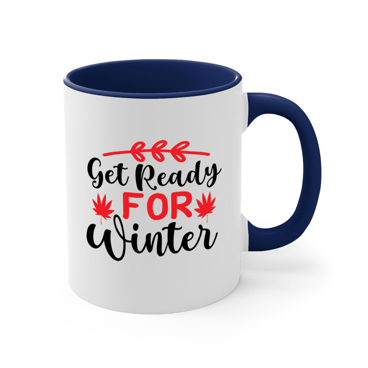 A stylish two-tone winter mug with a glossy finish, featuring a colored handle and interior, available in multiple colors.