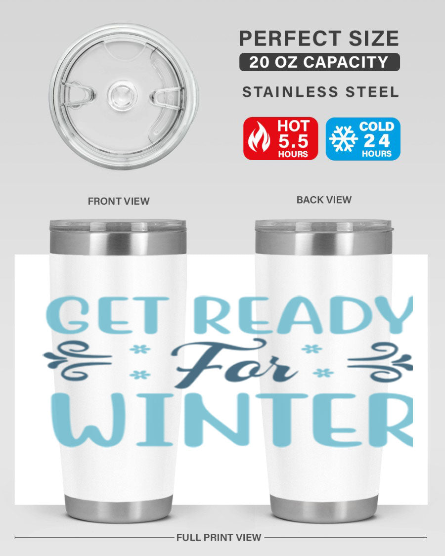 A stylish 20oz and 30oz winter tumbler made of double wall vacuum stainless steel with copper lining, featuring a drink-thru lid.