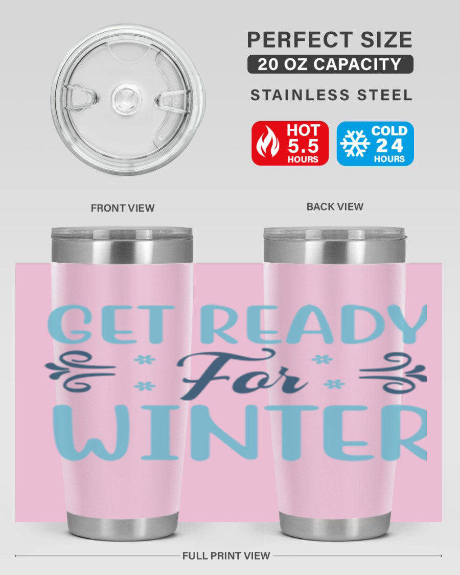 A stylish 20oz and 30oz winter tumbler made of double wall vacuum stainless steel with copper lining, featuring a drink-thru lid.