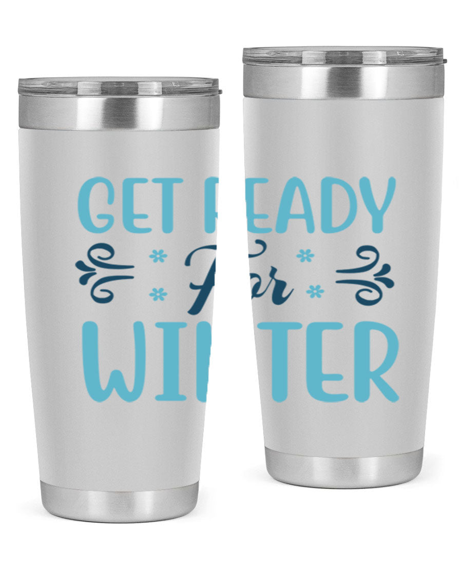 A stylish 20oz and 30oz winter tumbler made of double wall vacuum stainless steel with copper lining, featuring a drink-thru lid.