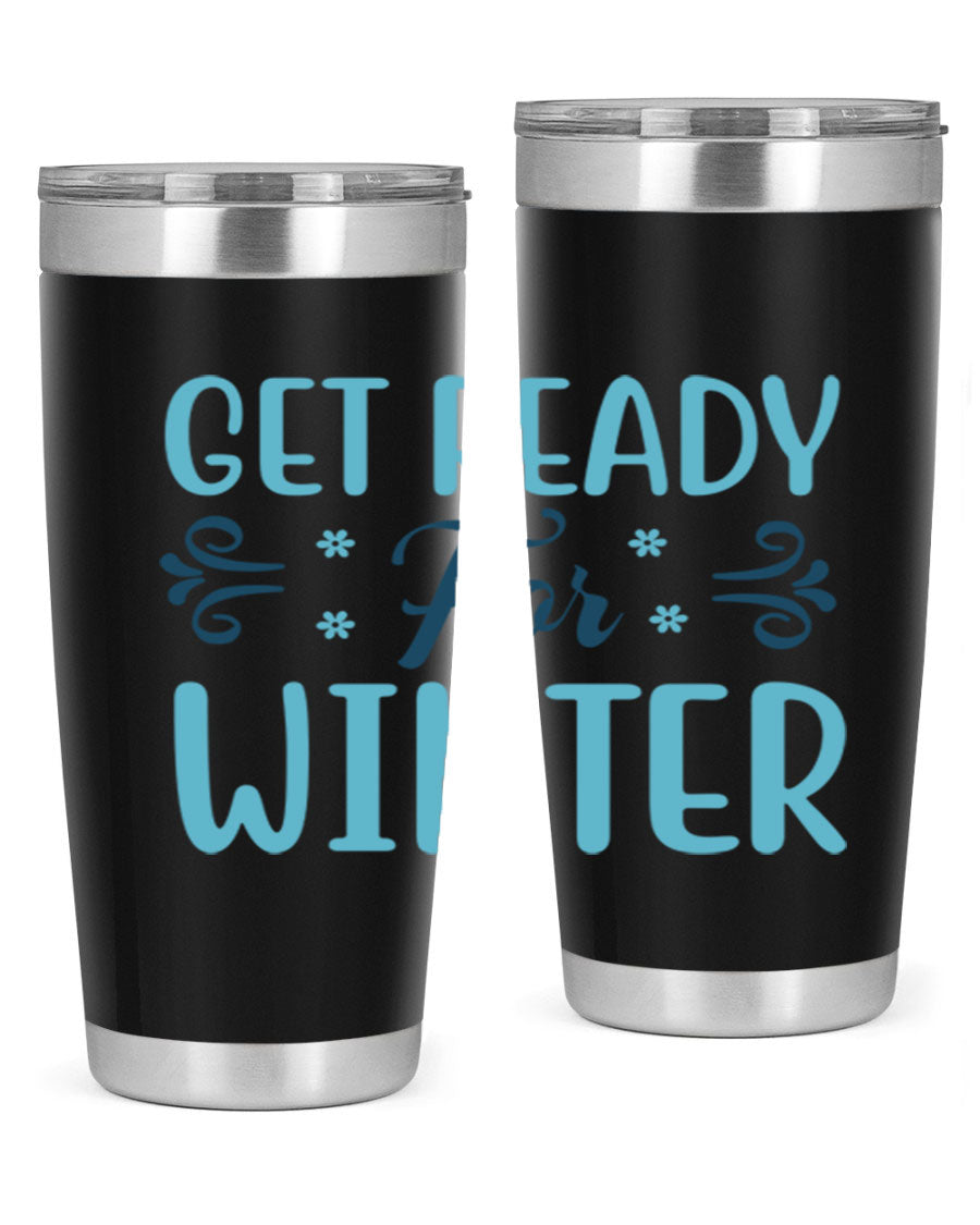 A stylish 20oz and 30oz winter tumbler made of double wall vacuum stainless steel with copper lining, featuring a drink-thru lid.