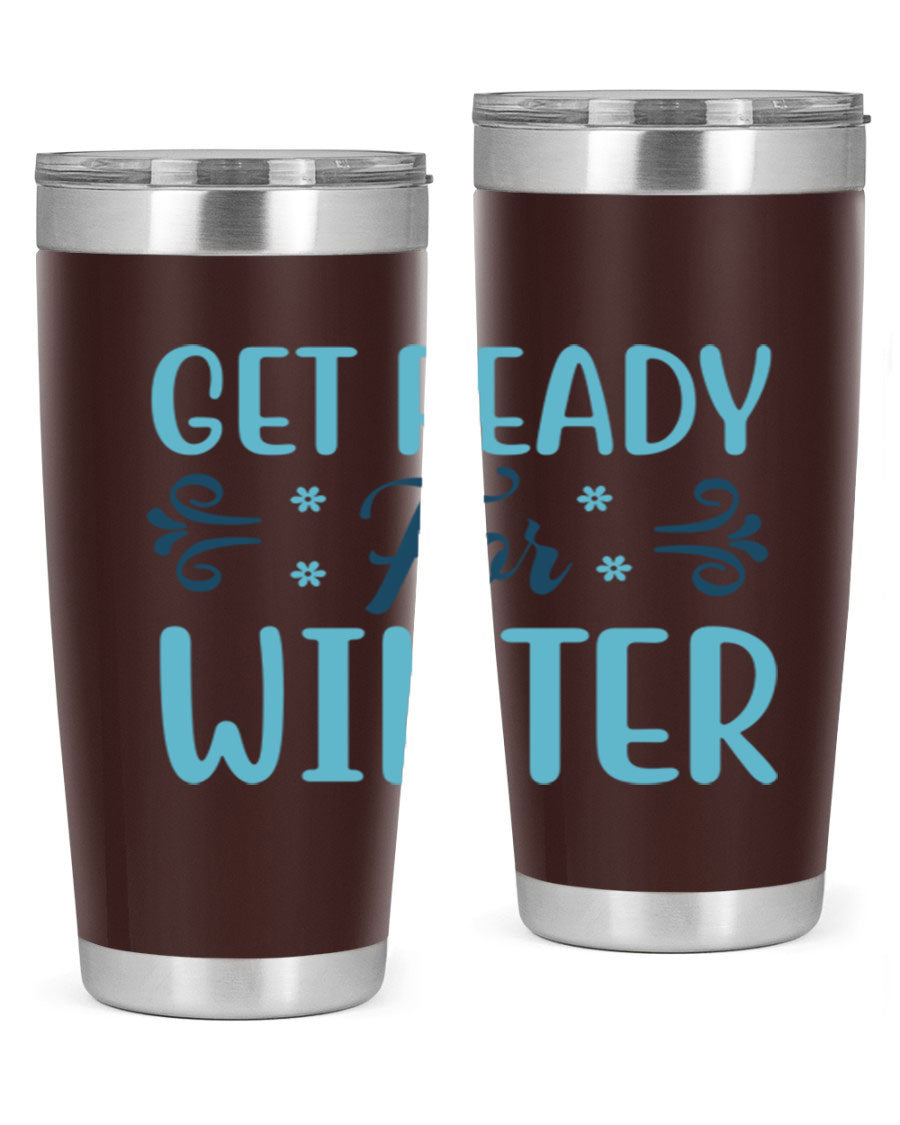 A stylish 20oz and 30oz winter tumbler made of double wall vacuum stainless steel with copper lining, featuring a drink-thru lid.