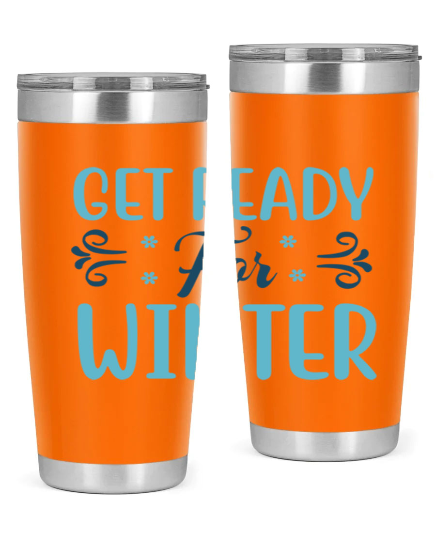 A stylish 20oz and 30oz winter tumbler made of double wall vacuum stainless steel with copper lining, featuring a drink-thru lid.