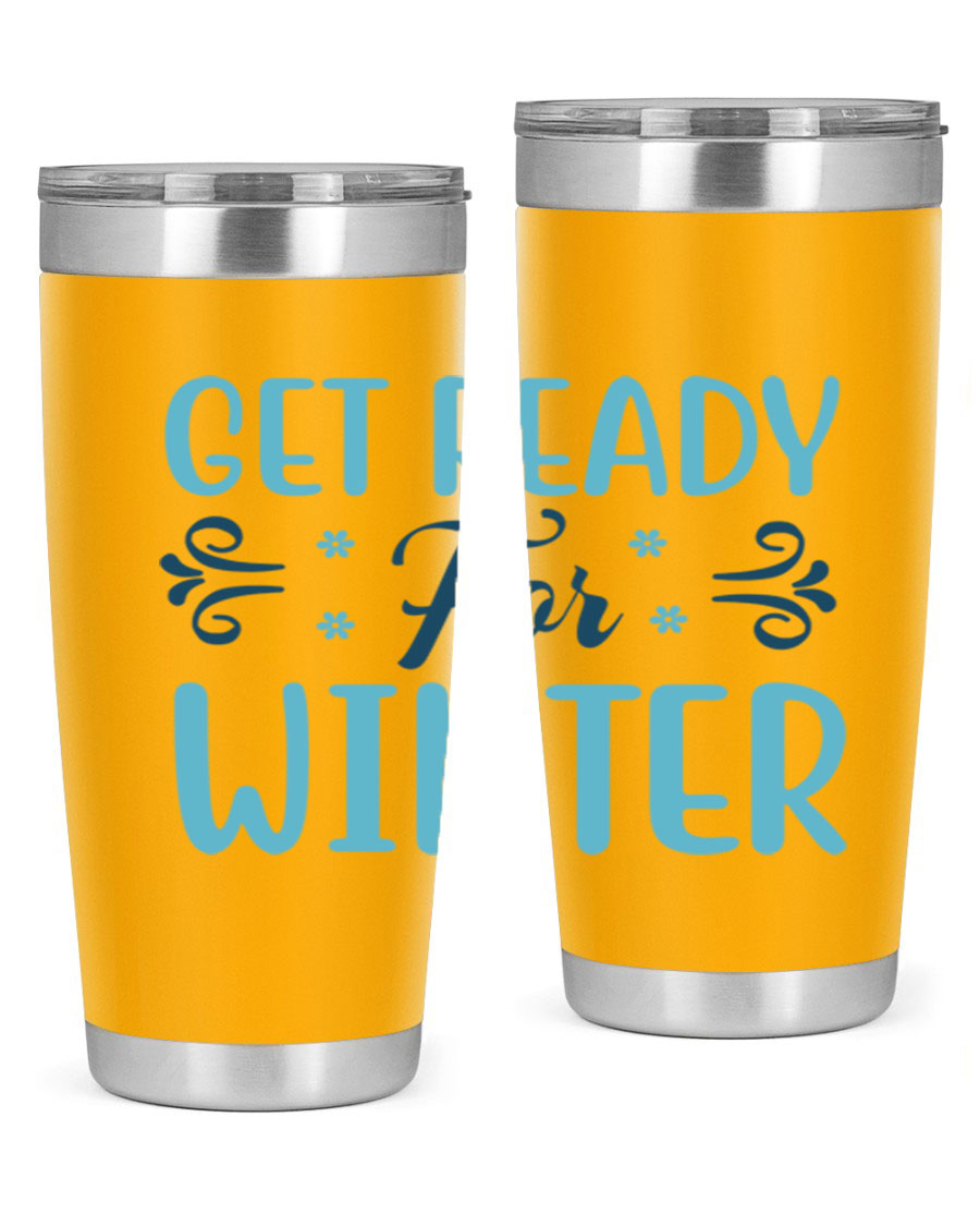 A stylish 20oz and 30oz winter tumbler made of double wall vacuum stainless steel with copper lining, featuring a drink-thru lid.