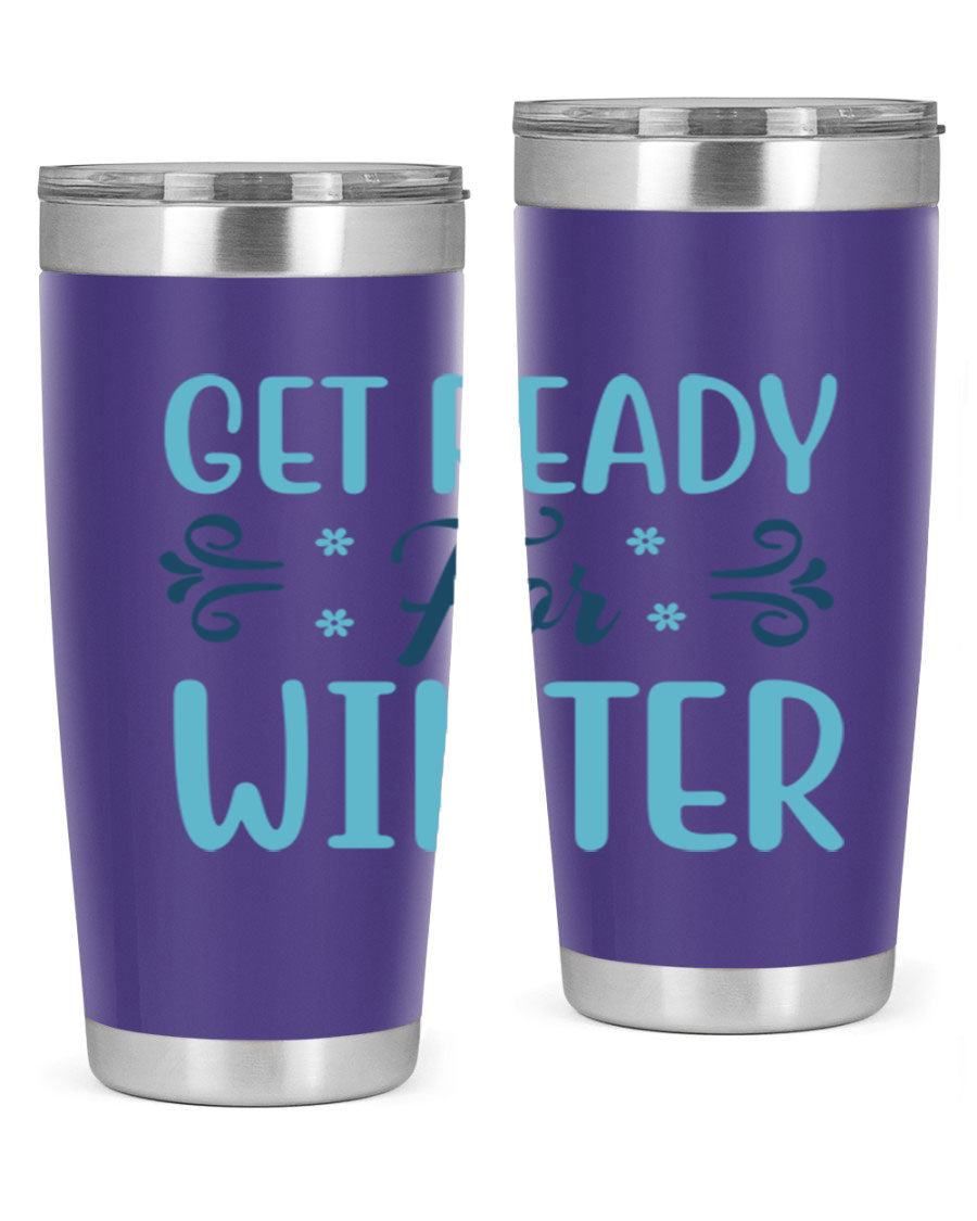 A stylish 20oz and 30oz winter tumbler made of double wall vacuum stainless steel with copper lining, featuring a drink-thru lid.