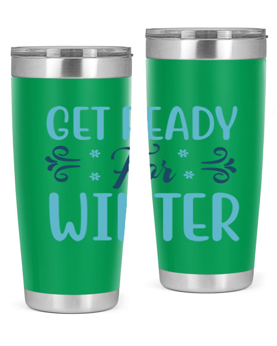 A stylish 20oz and 30oz winter tumbler made of double wall vacuum stainless steel with copper lining, featuring a drink-thru lid.