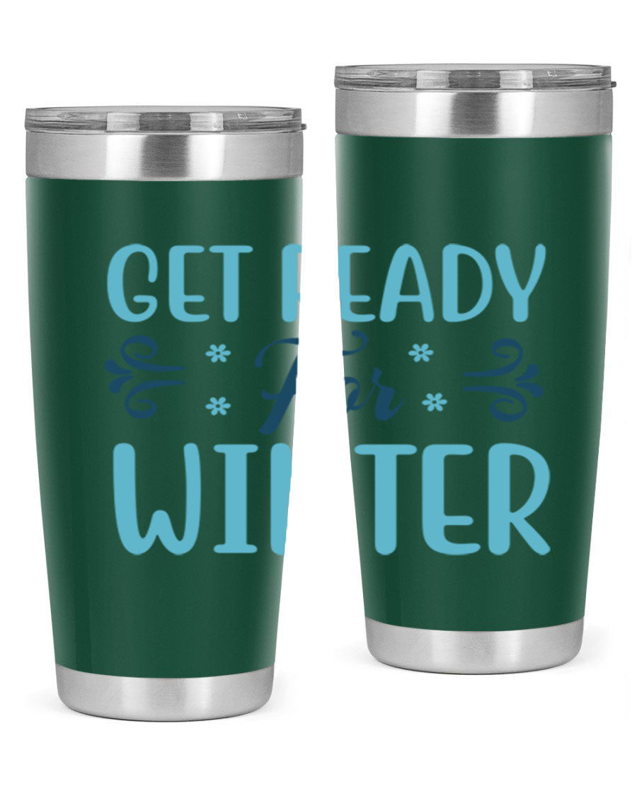 A stylish 20oz and 30oz winter tumbler made of double wall vacuum stainless steel with copper lining, featuring a drink-thru lid.