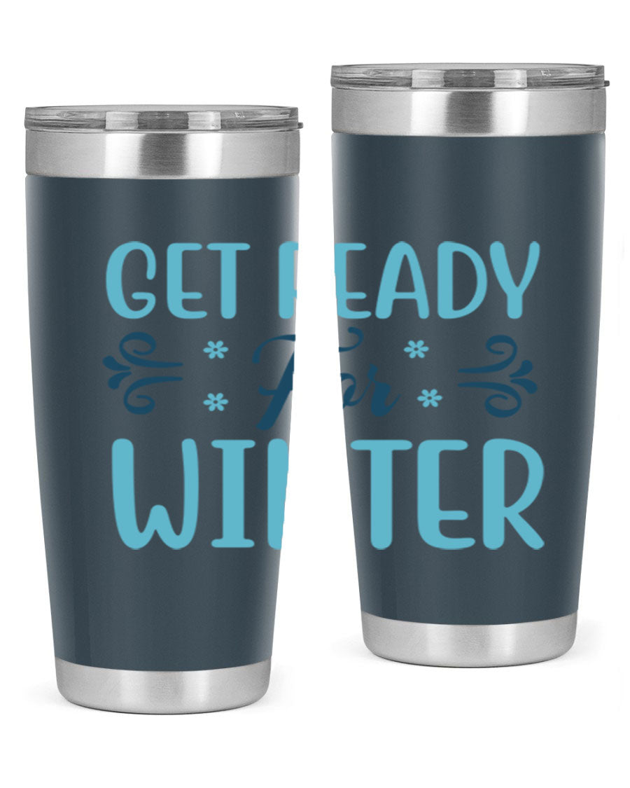 A stylish 20oz and 30oz winter tumbler made of double wall vacuum stainless steel with copper lining, featuring a drink-thru lid.