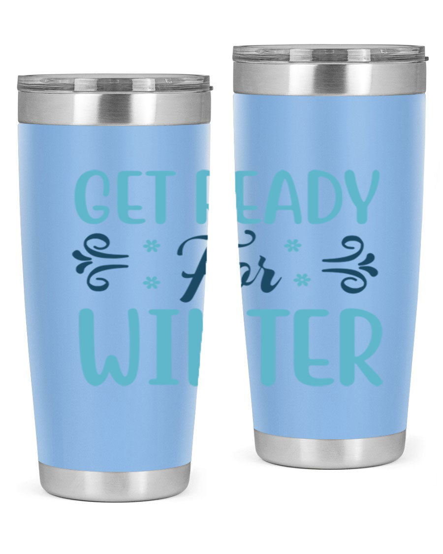 A stylish 20oz and 30oz winter tumbler made of double wall vacuum stainless steel with copper lining, featuring a drink-thru lid.