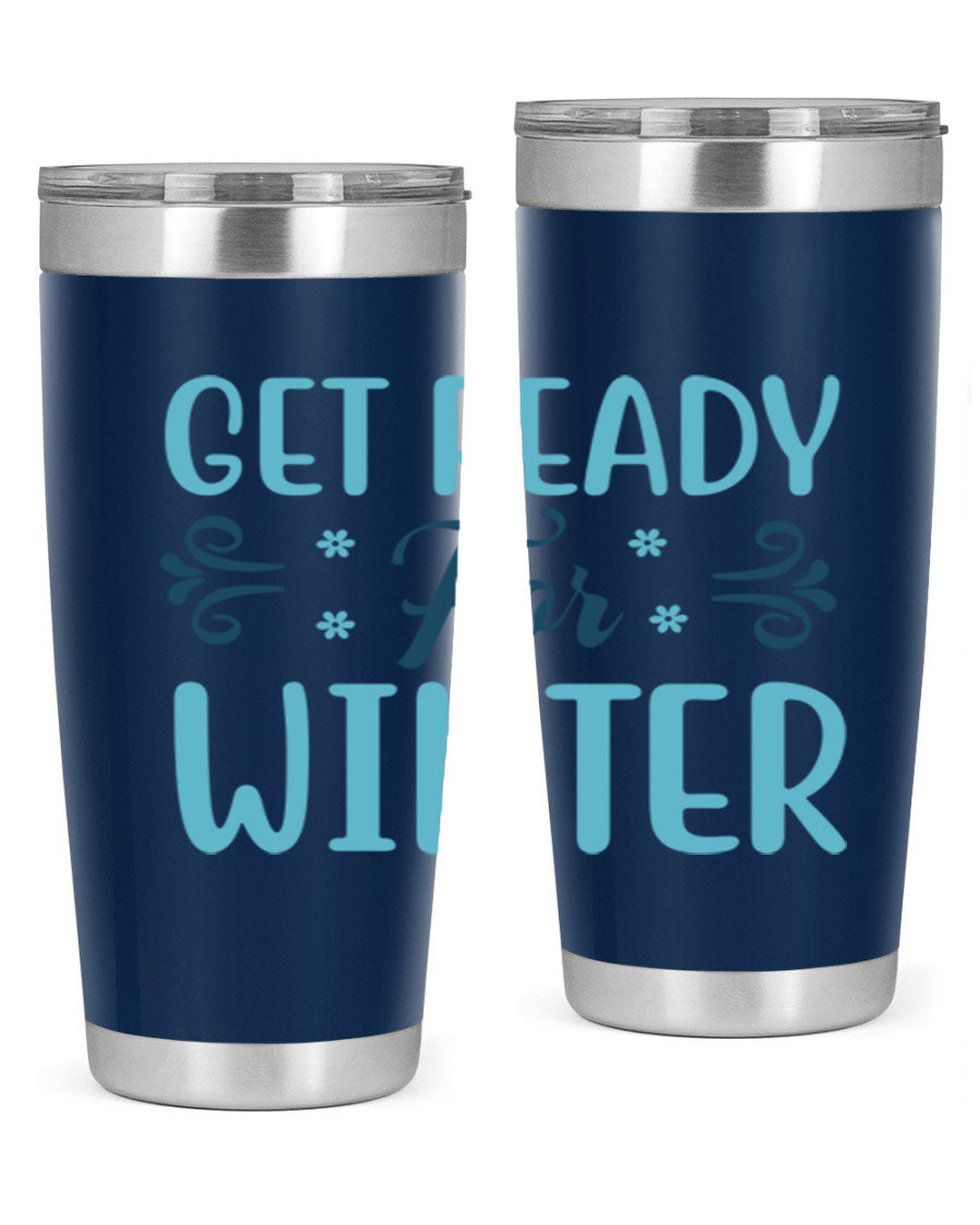A stylish 20oz and 30oz winter tumbler made of double wall vacuum stainless steel with copper lining, featuring a drink-thru lid.