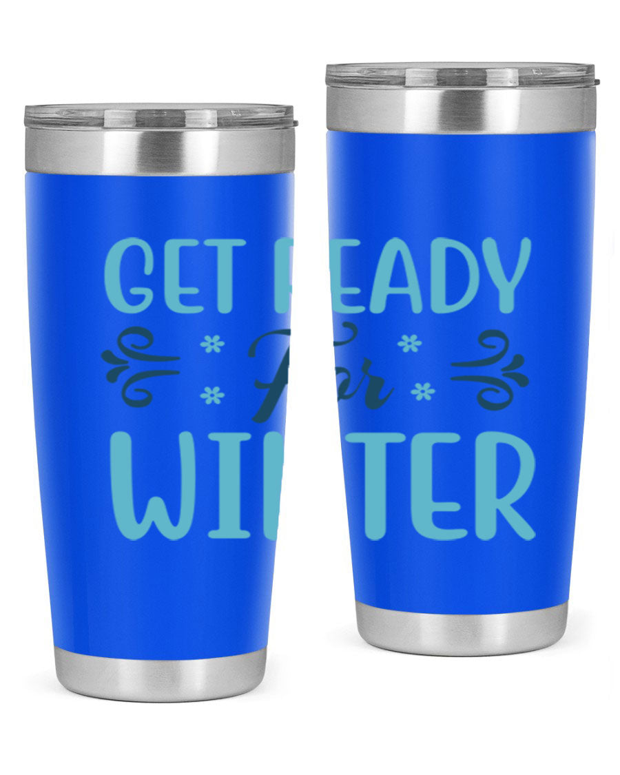 A stylish 20oz and 30oz winter tumbler made of double wall vacuum stainless steel with copper lining, featuring a drink-thru lid.