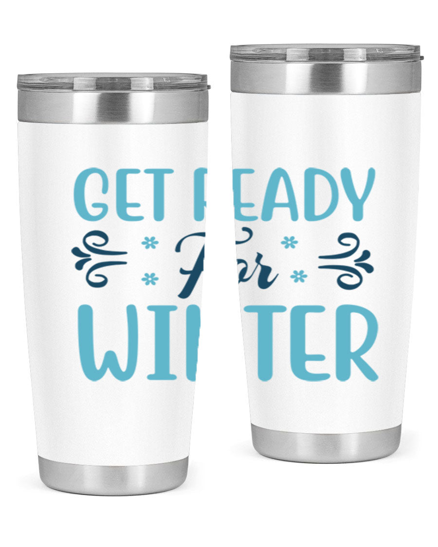A stylish 20oz and 30oz winter tumbler made of double wall vacuum stainless steel with copper lining, featuring a drink-thru lid.