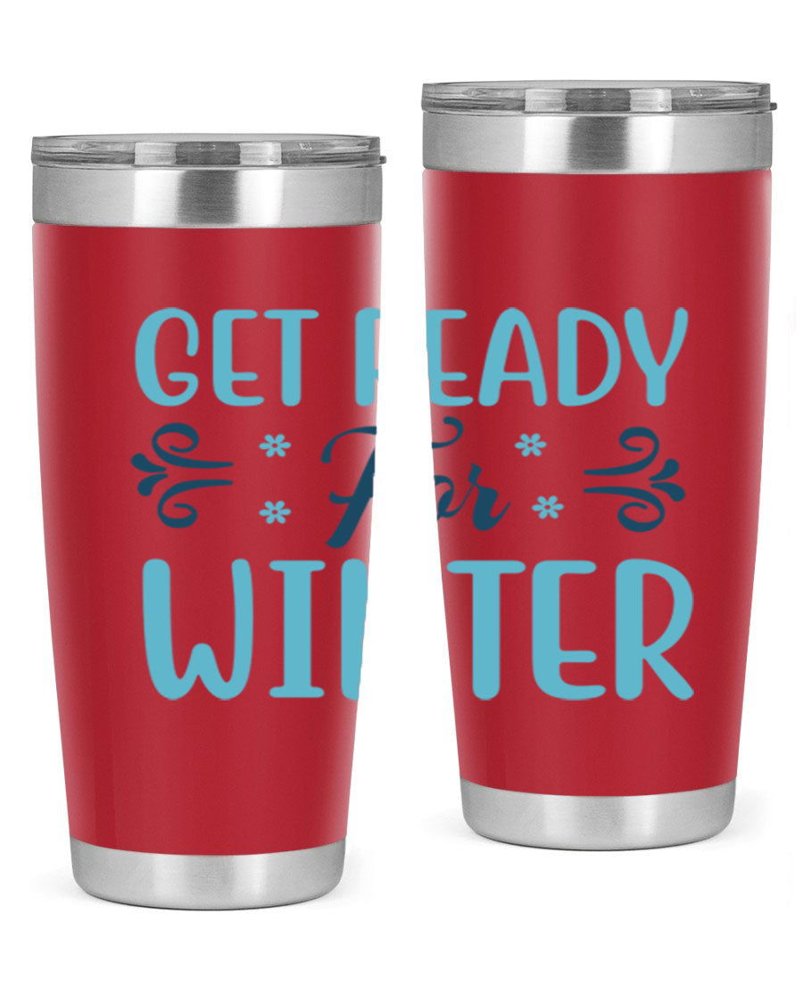 A stylish 20oz and 30oz winter tumbler made of double wall vacuum stainless steel with copper lining, featuring a drink-thru lid.