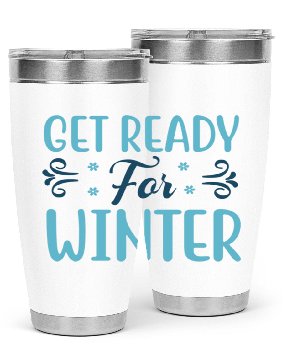A stylish 20oz and 30oz winter tumbler made of double wall vacuum stainless steel with copper lining, featuring a drink-thru lid.