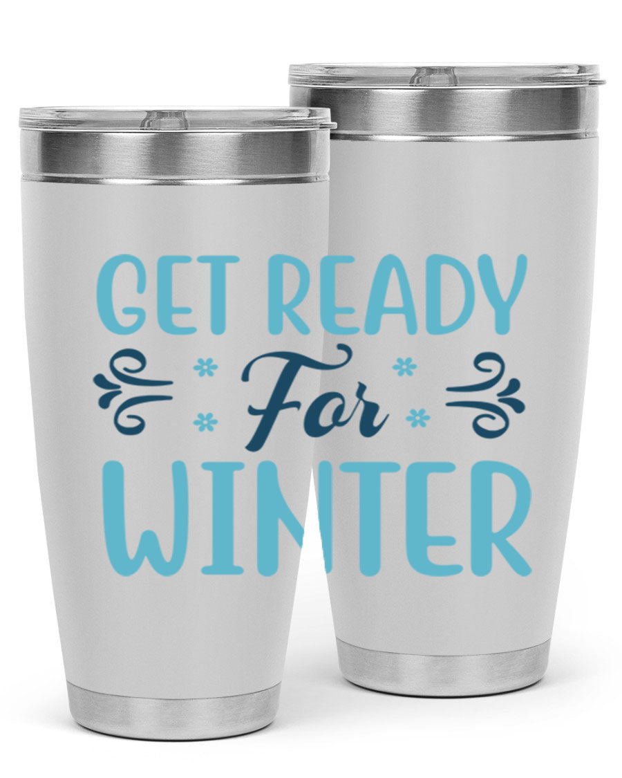 A stylish 20oz and 30oz winter tumbler made of double wall vacuum stainless steel with copper lining, featuring a drink-thru lid.