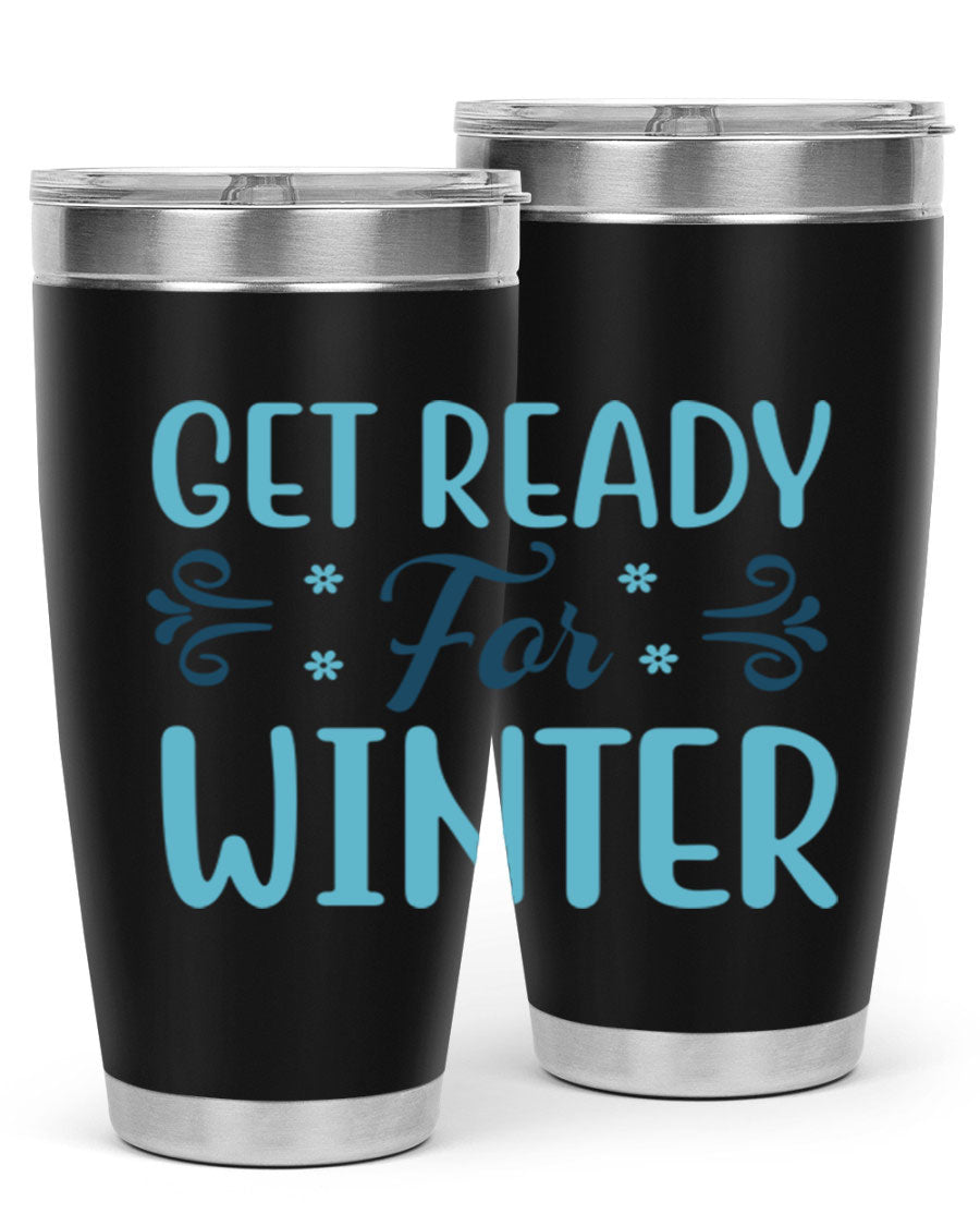 A stylish 20oz and 30oz winter tumbler made of double wall vacuum stainless steel with copper lining, featuring a drink-thru lid.