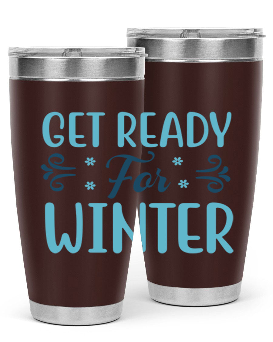 A stylish 20oz and 30oz winter tumbler made of double wall vacuum stainless steel with copper lining, featuring a drink-thru lid.