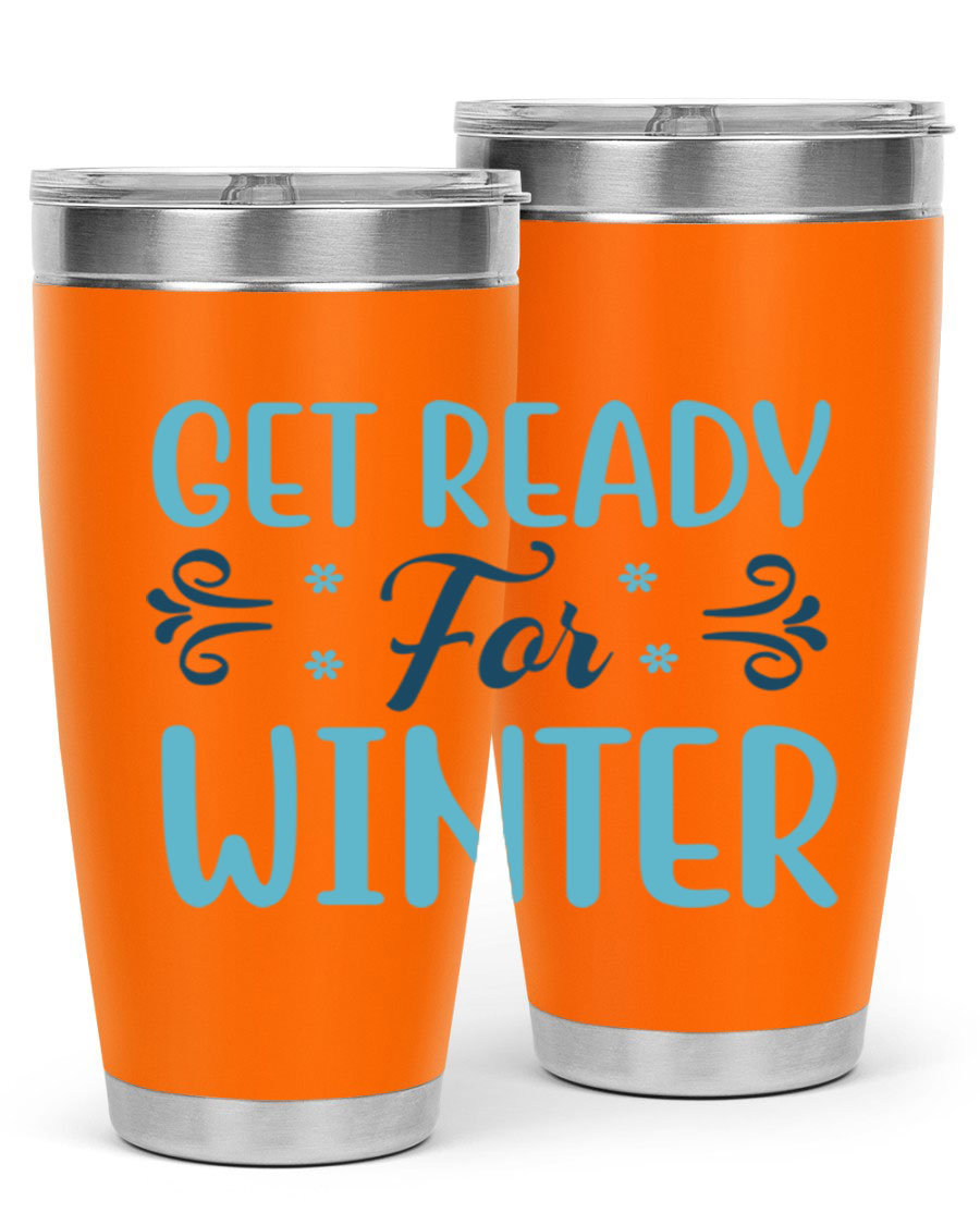 A stylish 20oz and 30oz winter tumbler made of double wall vacuum stainless steel with copper lining, featuring a drink-thru lid.