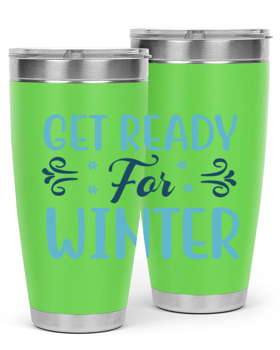 A stylish 20oz and 30oz winter tumbler made of double wall vacuum stainless steel with copper lining, featuring a drink-thru lid.