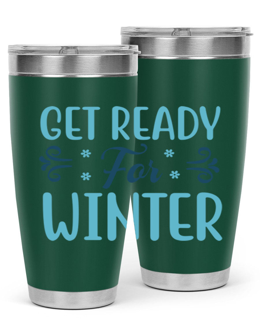 A stylish 20oz and 30oz winter tumbler made of double wall vacuum stainless steel with copper lining, featuring a drink-thru lid.