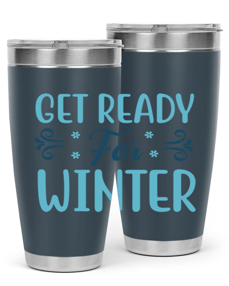 A stylish 20oz and 30oz winter tumbler made of double wall vacuum stainless steel with copper lining, featuring a drink-thru lid.
