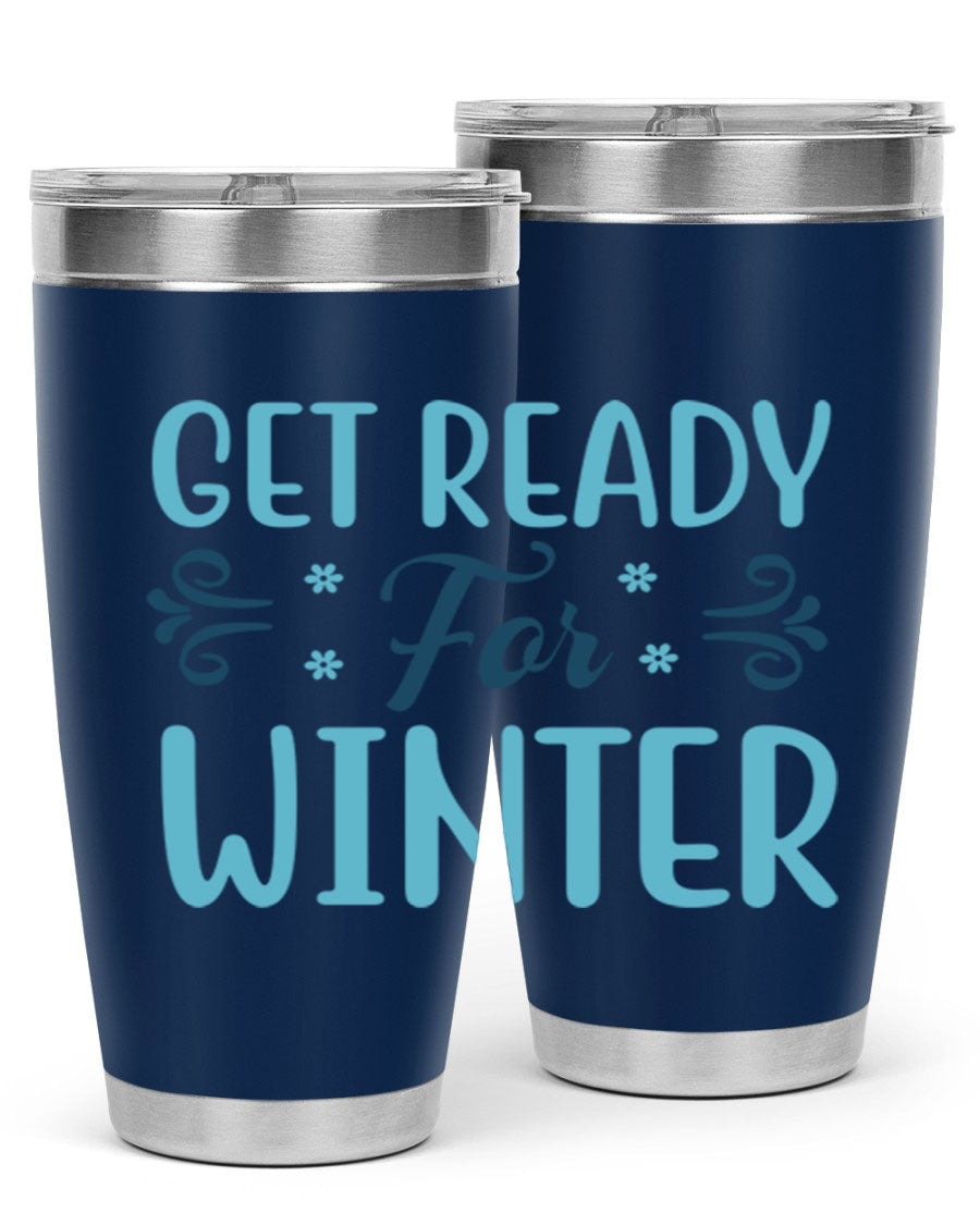 A stylish 20oz and 30oz winter tumbler made of double wall vacuum stainless steel with copper lining, featuring a drink-thru lid.