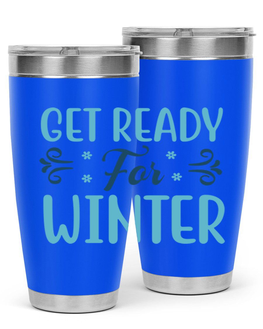 A stylish 20oz and 30oz winter tumbler made of double wall vacuum stainless steel with copper lining, featuring a drink-thru lid.
