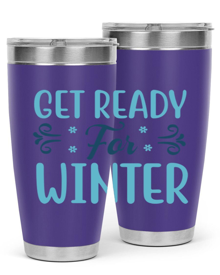 A stylish 20oz and 30oz winter tumbler made of double wall vacuum stainless steel with copper lining, featuring a drink-thru lid.