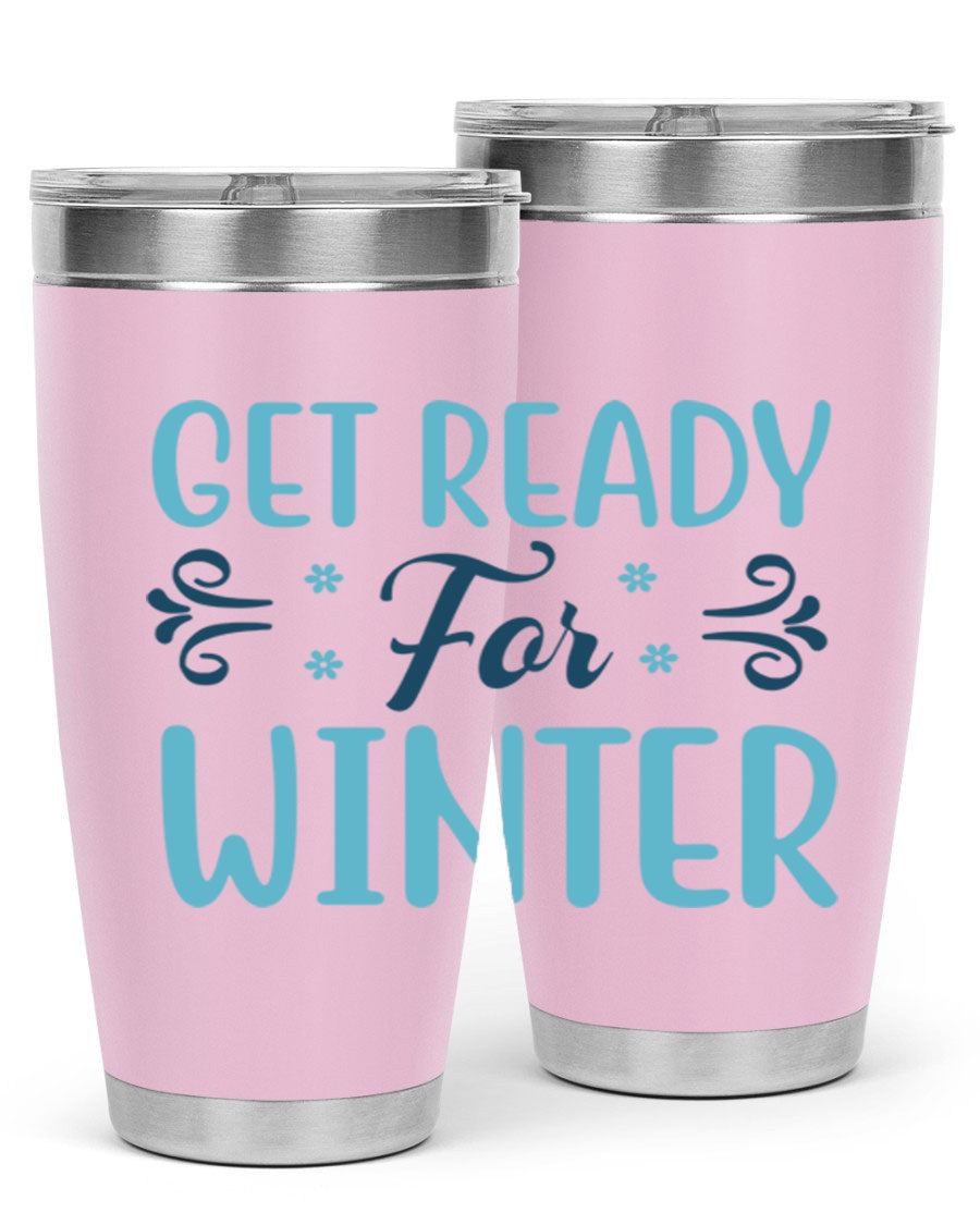 A stylish 20oz and 30oz winter tumbler made of double wall vacuum stainless steel with copper lining, featuring a drink-thru lid.