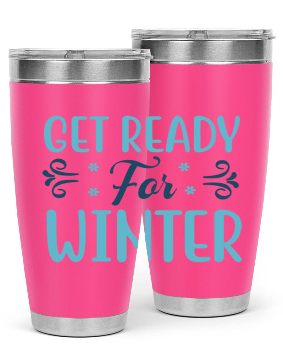 A stylish 20oz and 30oz winter tumbler made of double wall vacuum stainless steel with copper lining, featuring a drink-thru lid.