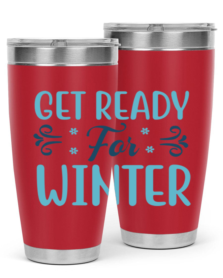 A stylish 20oz and 30oz winter tumbler made of double wall vacuum stainless steel with copper lining, featuring a drink-thru lid.