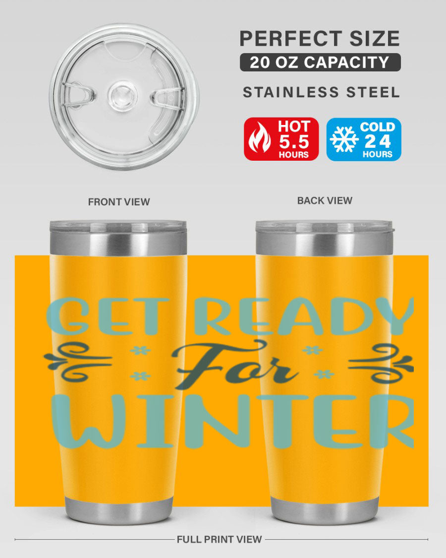 A stylish 20oz and 30oz winter tumbler made of double wall vacuum stainless steel with copper lining, featuring a drink-thru lid.