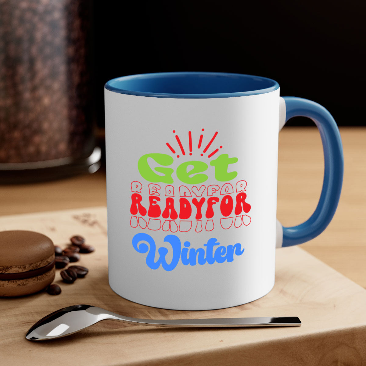 Get readyfor winter 115# Mug featuring a glossy finish, colored handle, and interior, available in five colors.