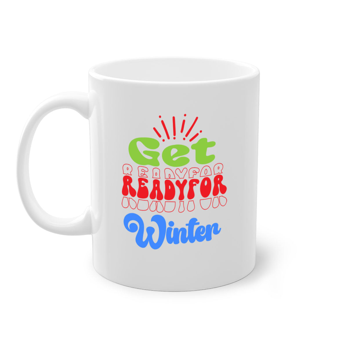 Get readyfor winter 115# Mug featuring a glossy finish, colored handle, and interior, available in five colors.