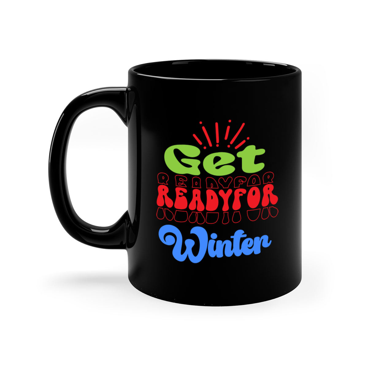 Get readyfor winter 115# Mug featuring a glossy finish, colored handle, and interior, available in five colors.