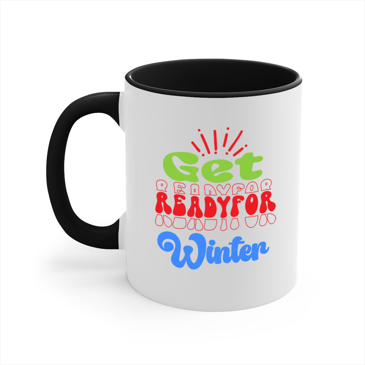 Get readyfor winter 115# Mug featuring a glossy finish, colored handle, and interior, available in five colors.