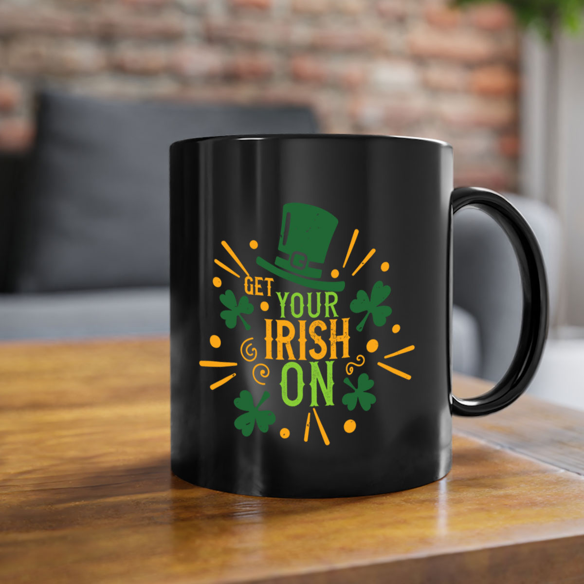 Get Your Irish On Style 135# Mug featuring a two-tone design with a colored handle and glossy finish, perfect for St. Patrick's Day.